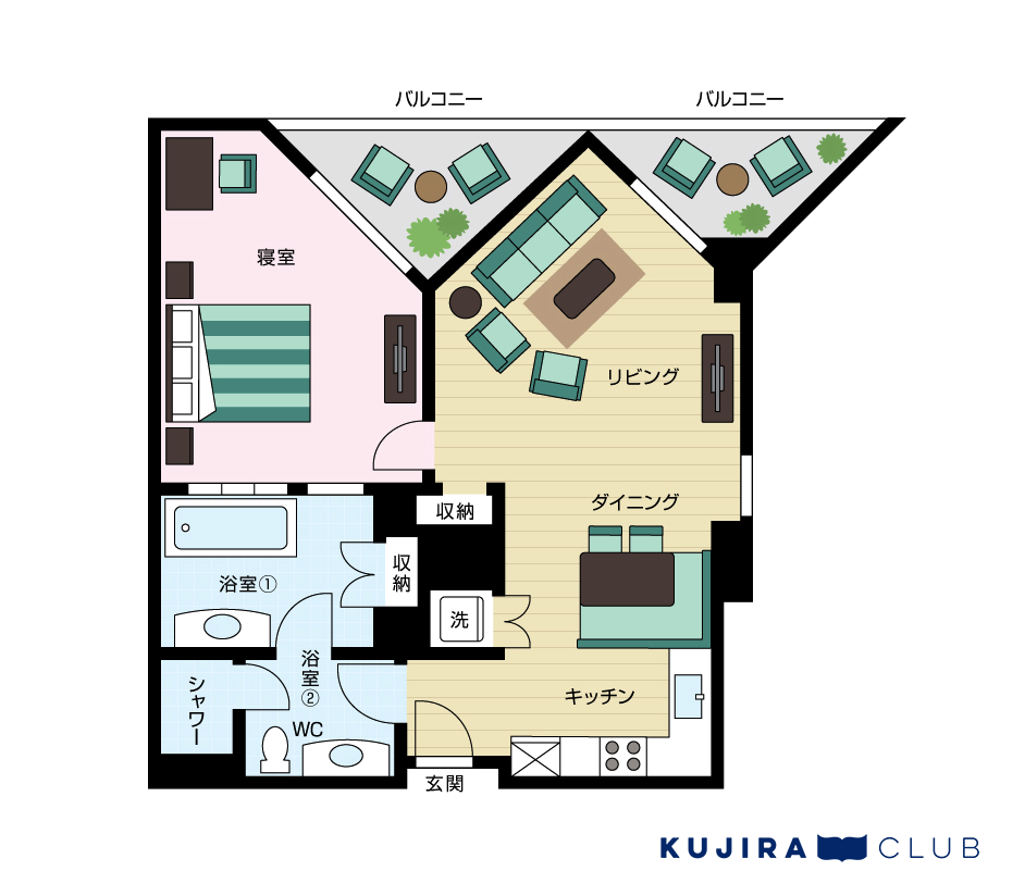 ディズニータイムシェア「アウラニ」1LDKの間取り図