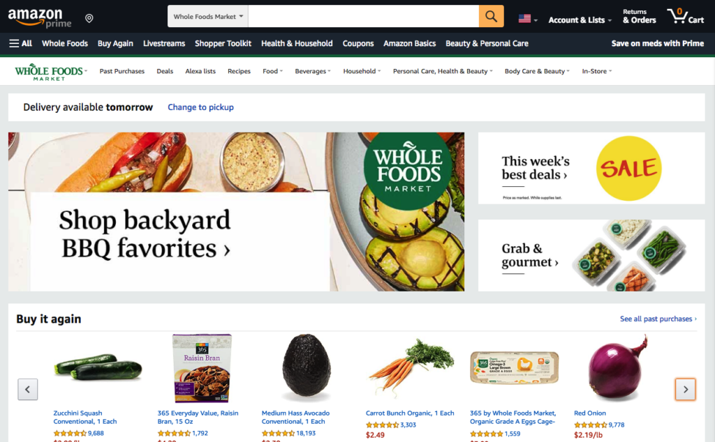 アマゾンでホールフーズの配達サービス